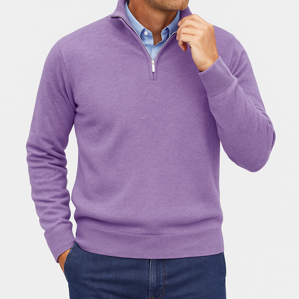 Herren Viertelzip-Pullover - Leichter Strickoberteil
