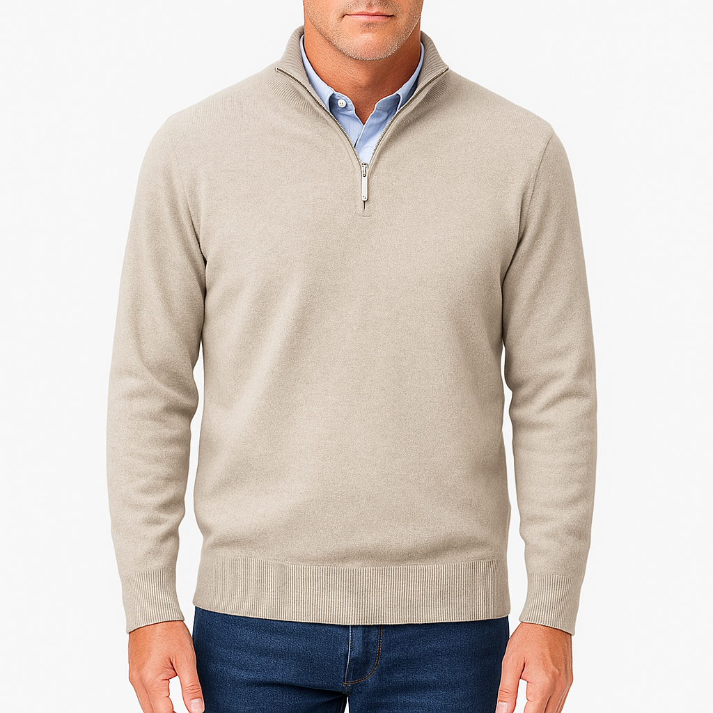 Herren Viertelzip-Pullover - Leichter Strickoberteil