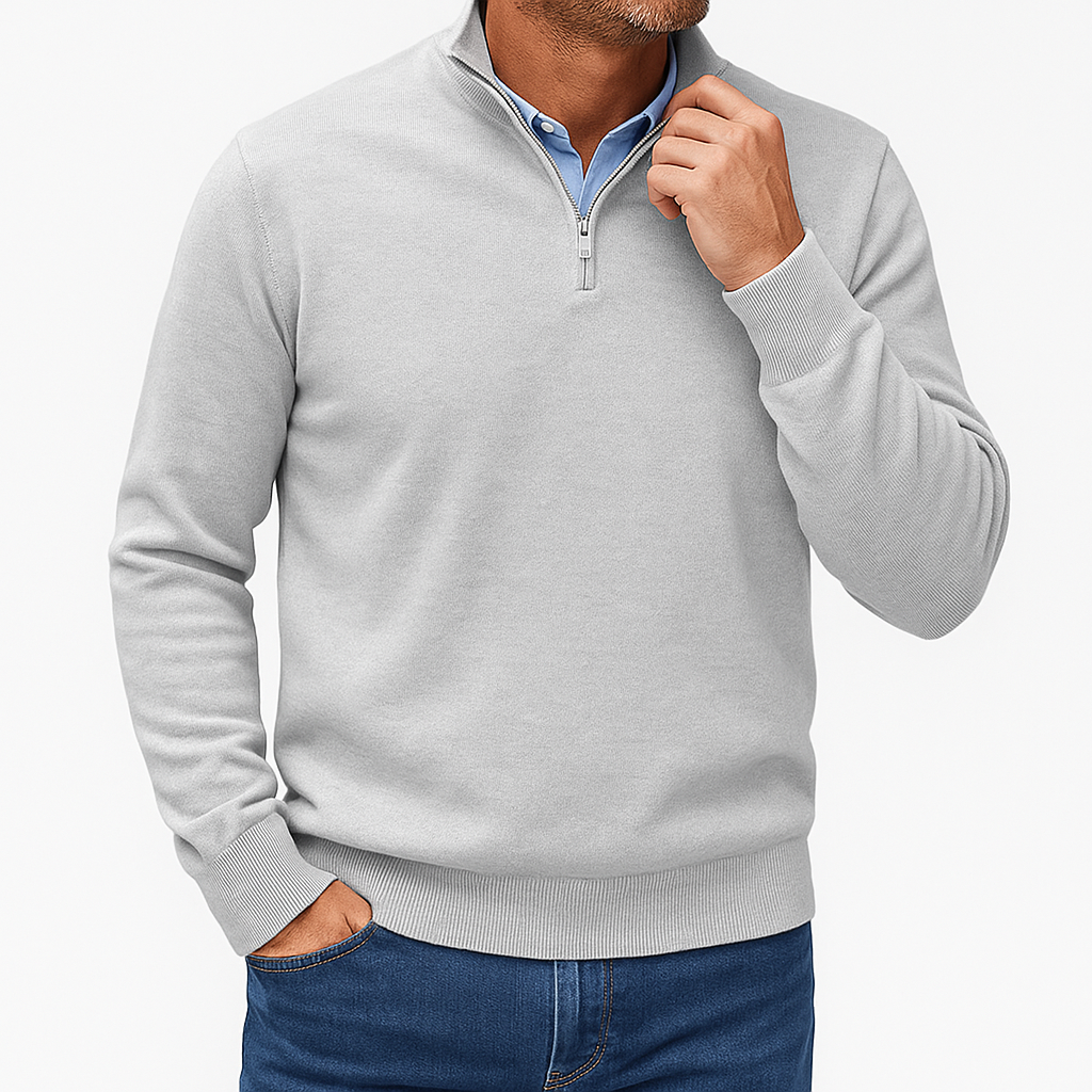 Herren Viertelzip-Pullover - Leichter Strickoberteil