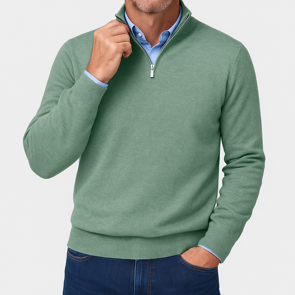 Herren Viertelzip-Pullover - Leichter Strickoberteil