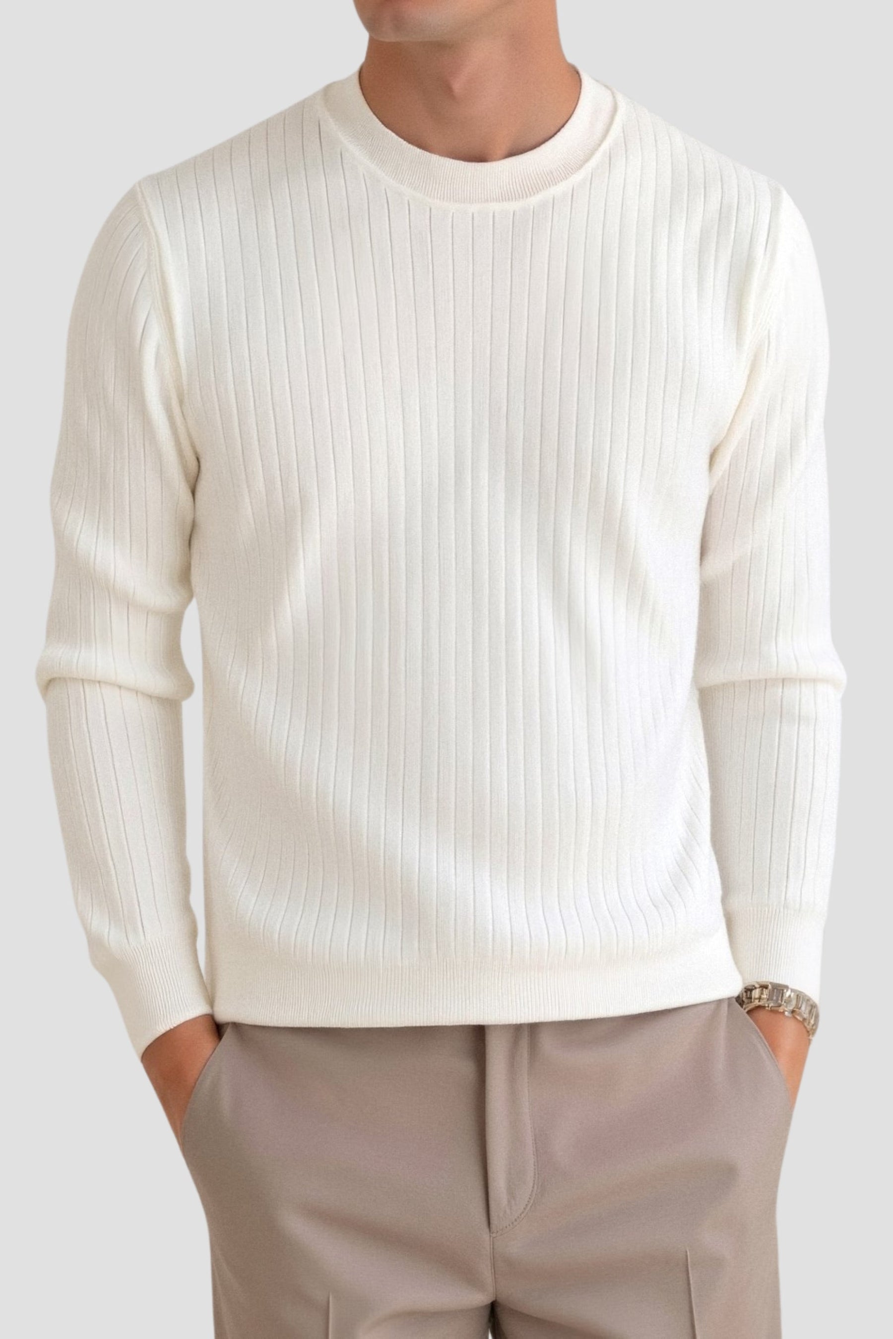 Herren Rippstrick Langarmpullover
