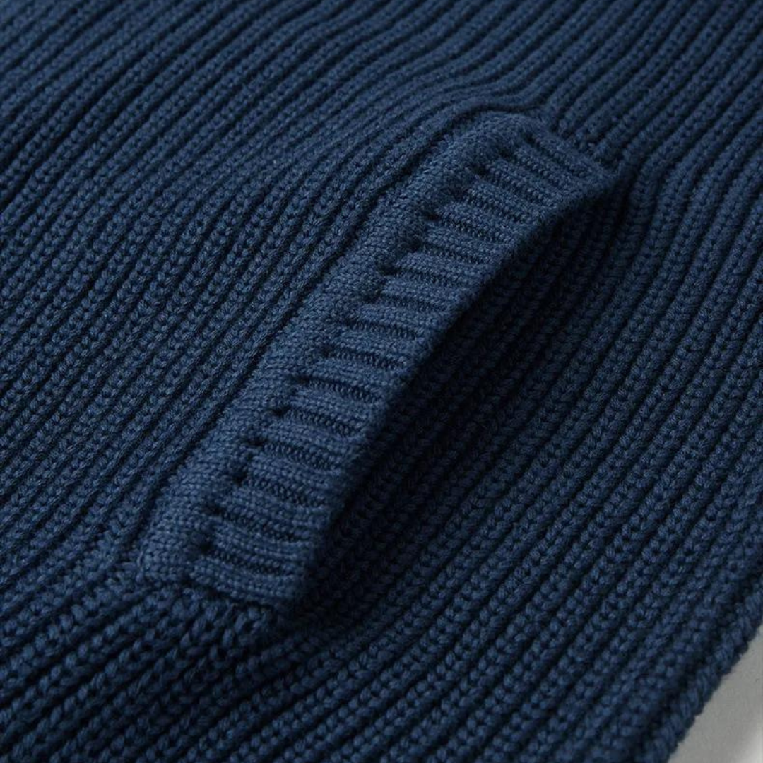 Herren Zip-Kragen Pullover mit horizontaler Rippstruktur