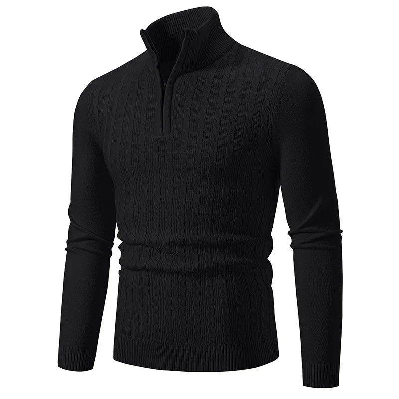 ByCastello | Kabelstrick Halb-Zip Pullover