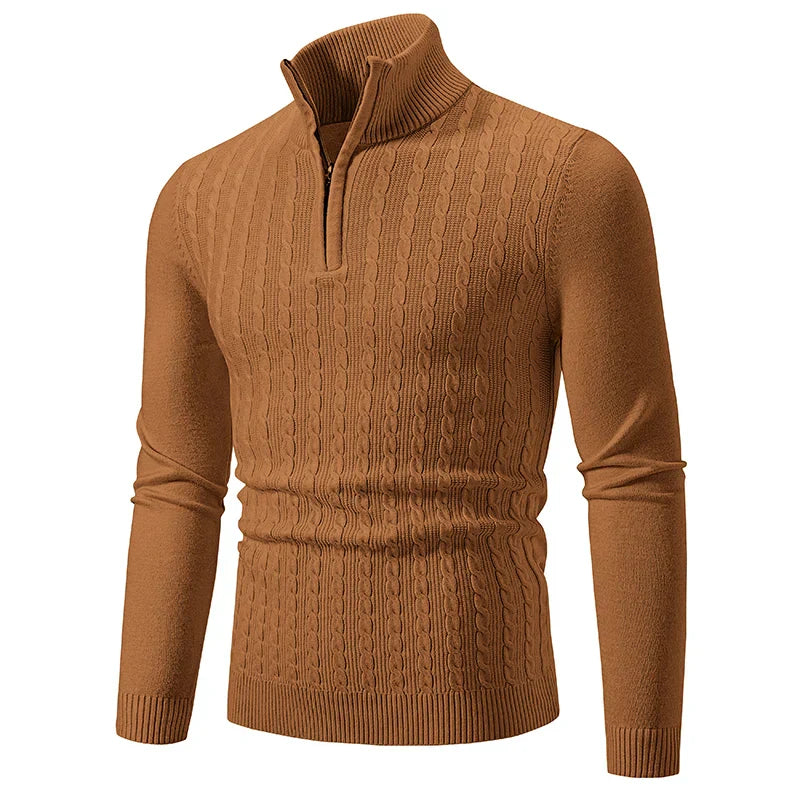 ByCastello | Kabelstrick Halb-Zip Pullover