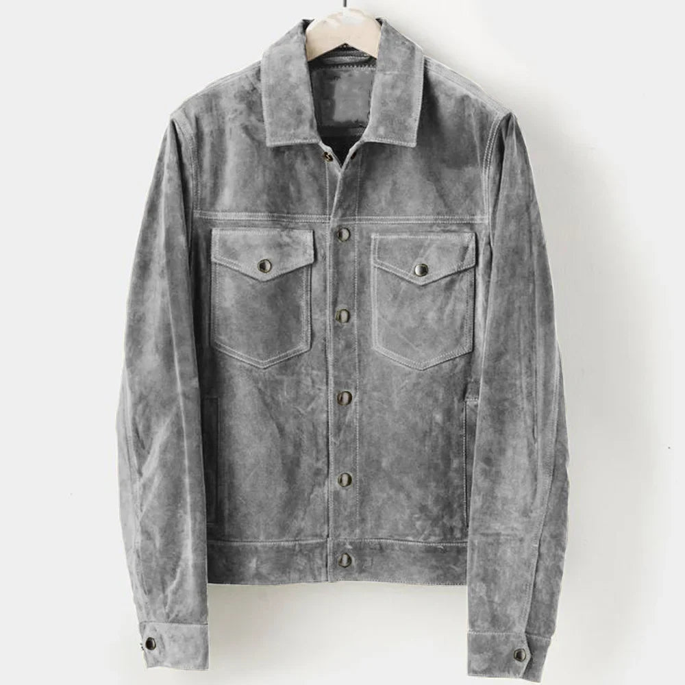 Sam Herren Jacke | Slim Fit Faux Wildleder, Elegant