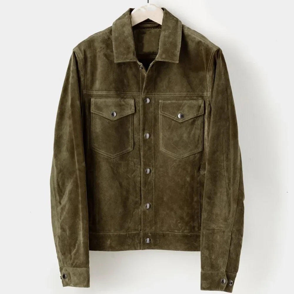 Sam Herren Jacke | Slim Fit Faux Wildleder, Elegant