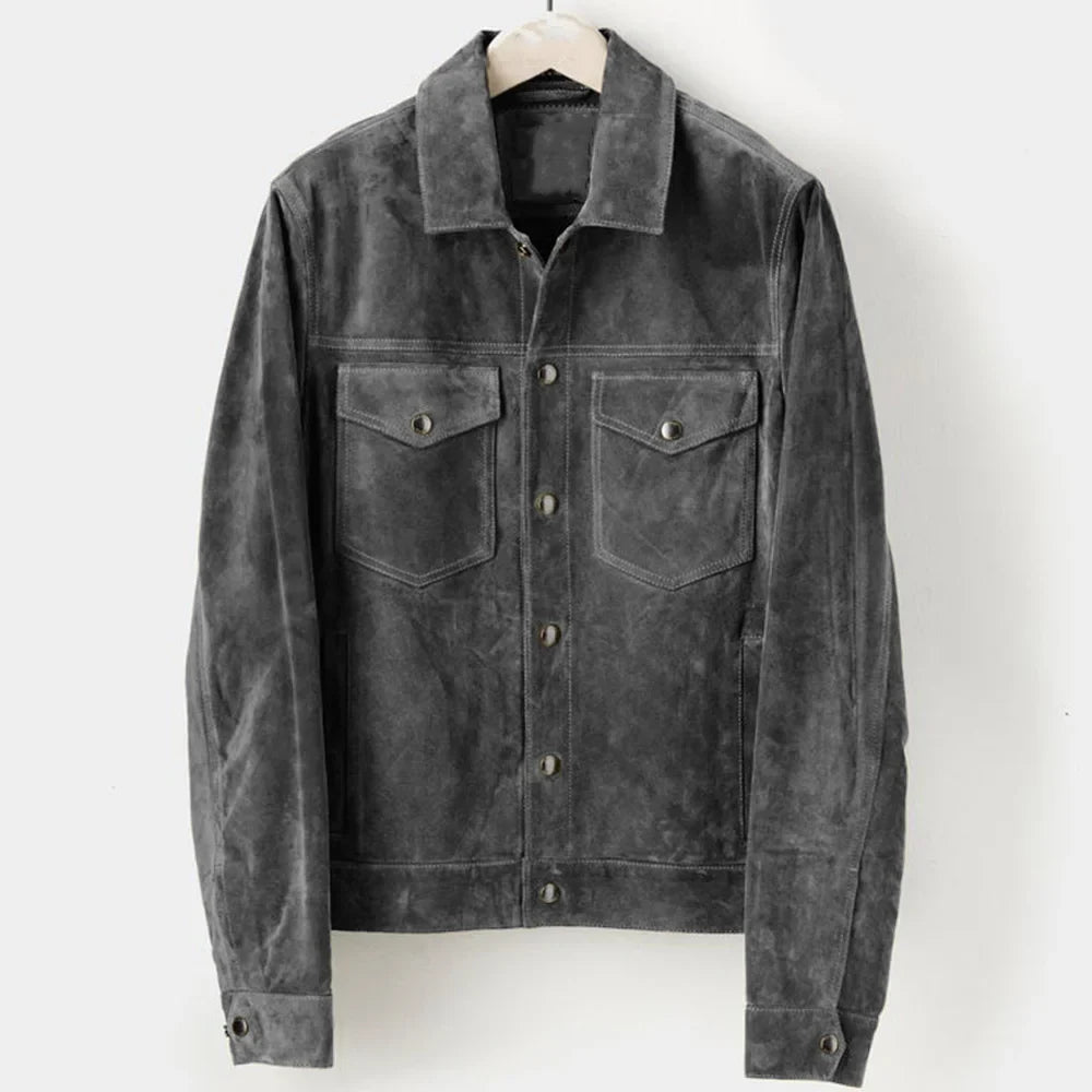Sam Herren Jacke | Slim Fit Faux Wildleder, Elegant