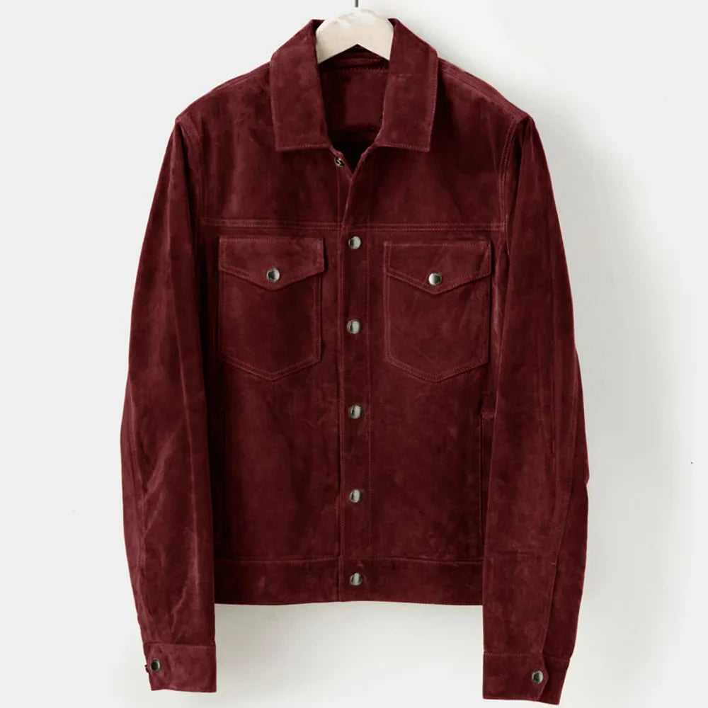 Sam Herren Jacke | Slim Fit Faux Wildleder, Elegant