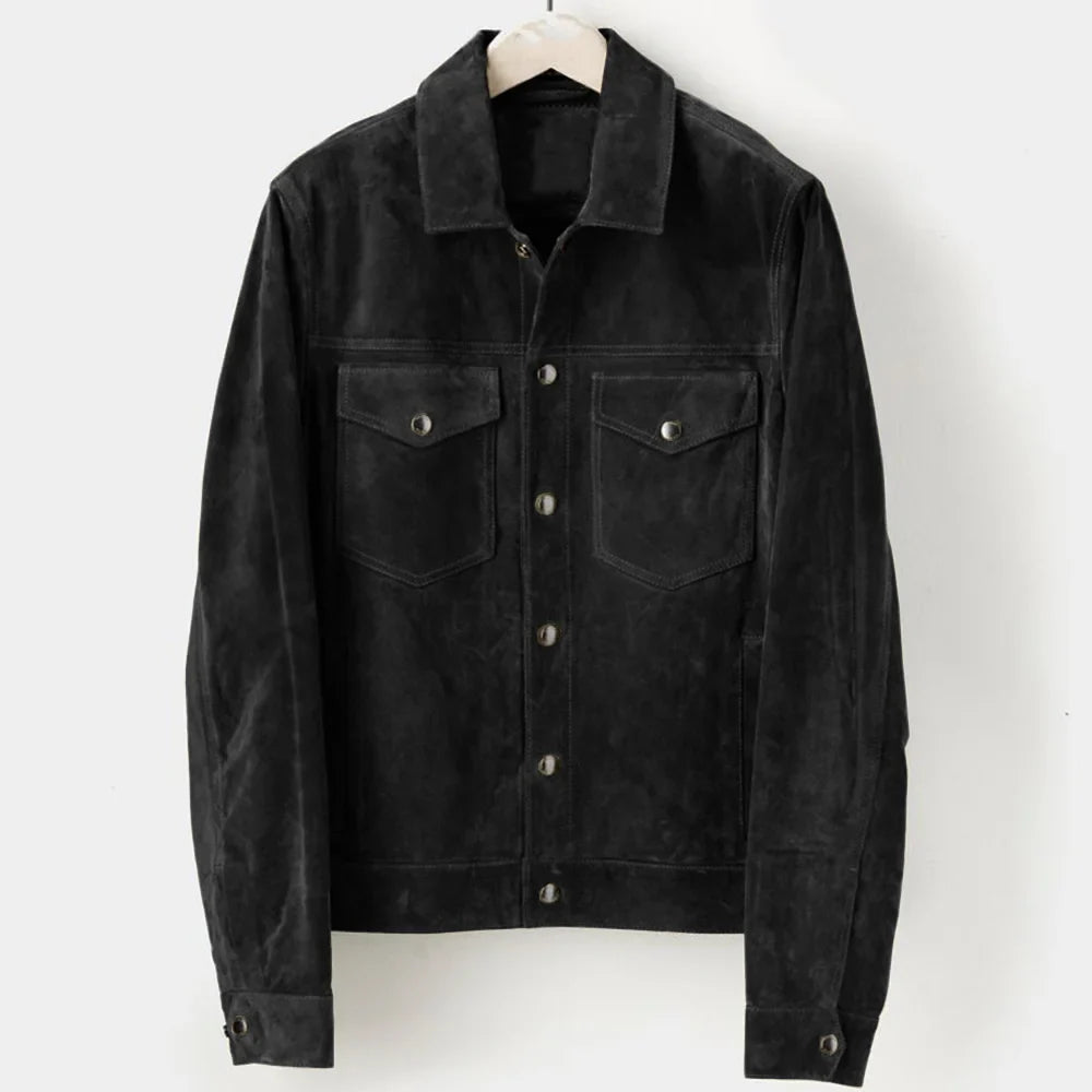 Sam Herren Jacke | Slim Fit Faux Wildleder, Elegant