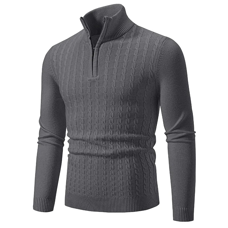 ByCastello | Kabelstrick Halb-Zip Pullover
