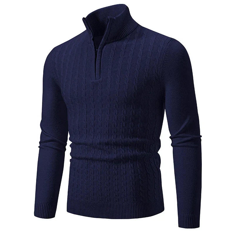 ByCastello | Kabelstrick Halb-Zip Pullover