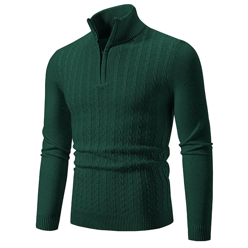 ByCastello | Kabelstrick Halb-Zip Pullover
