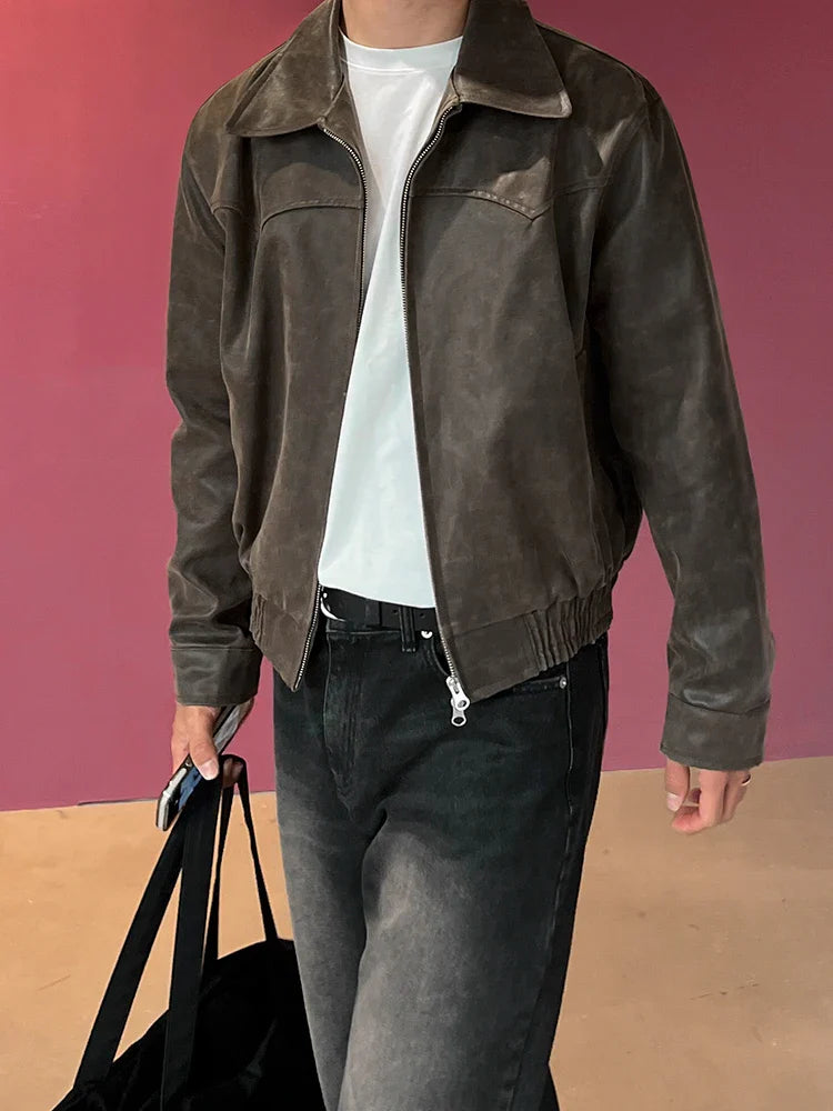 Siro Herren Lederjacke | PU Leder, Modischer Turndown Kragen