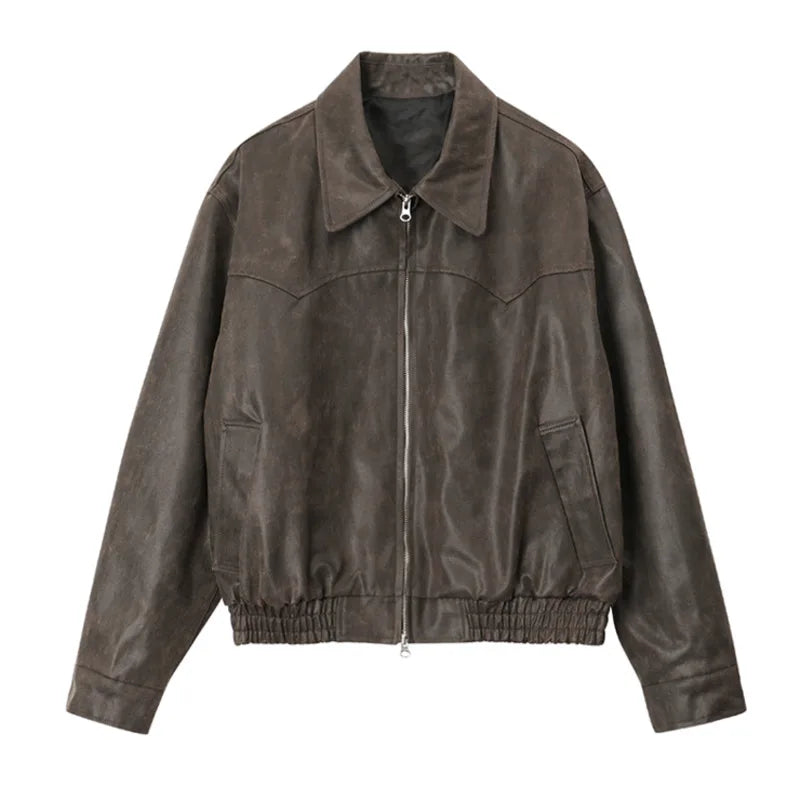 Siro Herren Lederjacke | PU Leder, Modischer Turndown Kragen
