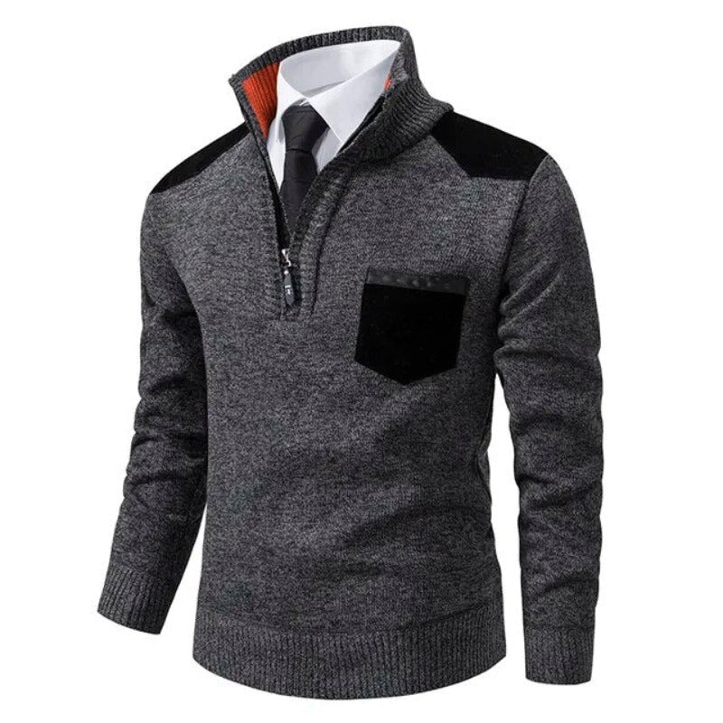 Herren Pullover mit Kragen und Tasche