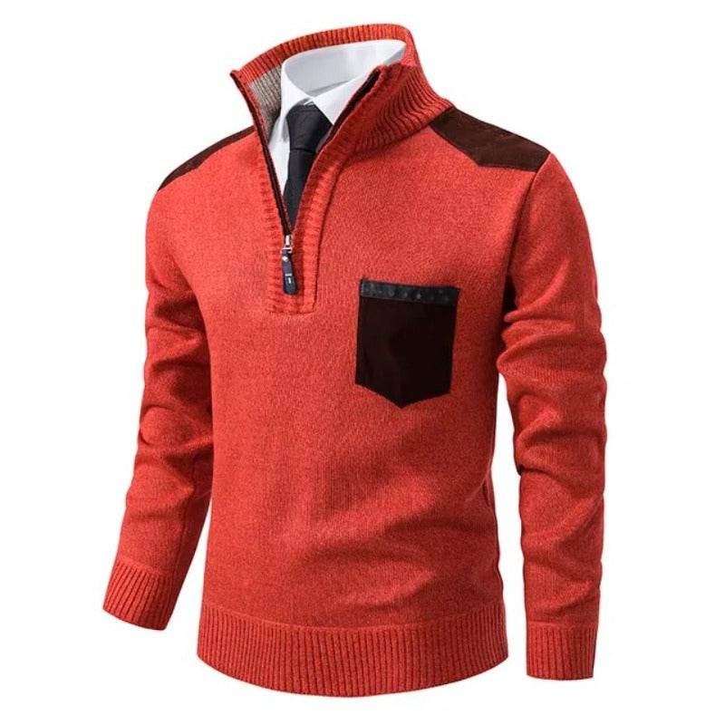 Herren Pullover mit Kragen und Tasche