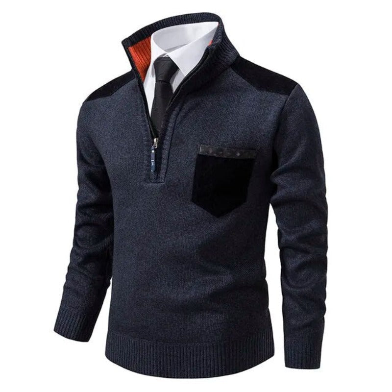 Herren Pullover mit Kragen und Tasche