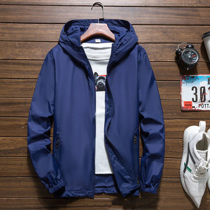 Herren Winddichte Jacke mit Kapuze