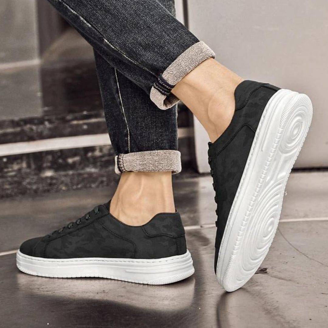 Herren Leder Freizeit Sneakers mit Textur Camo Design