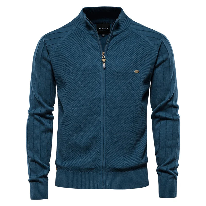 Herren Strickjacke | 100% Baumwolle, Argyle-Muster, Wintermode
