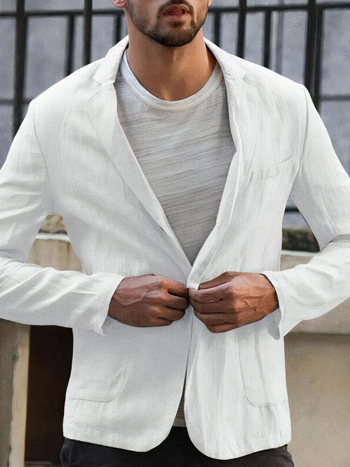 Herren Leinenjacke Moderner Stil