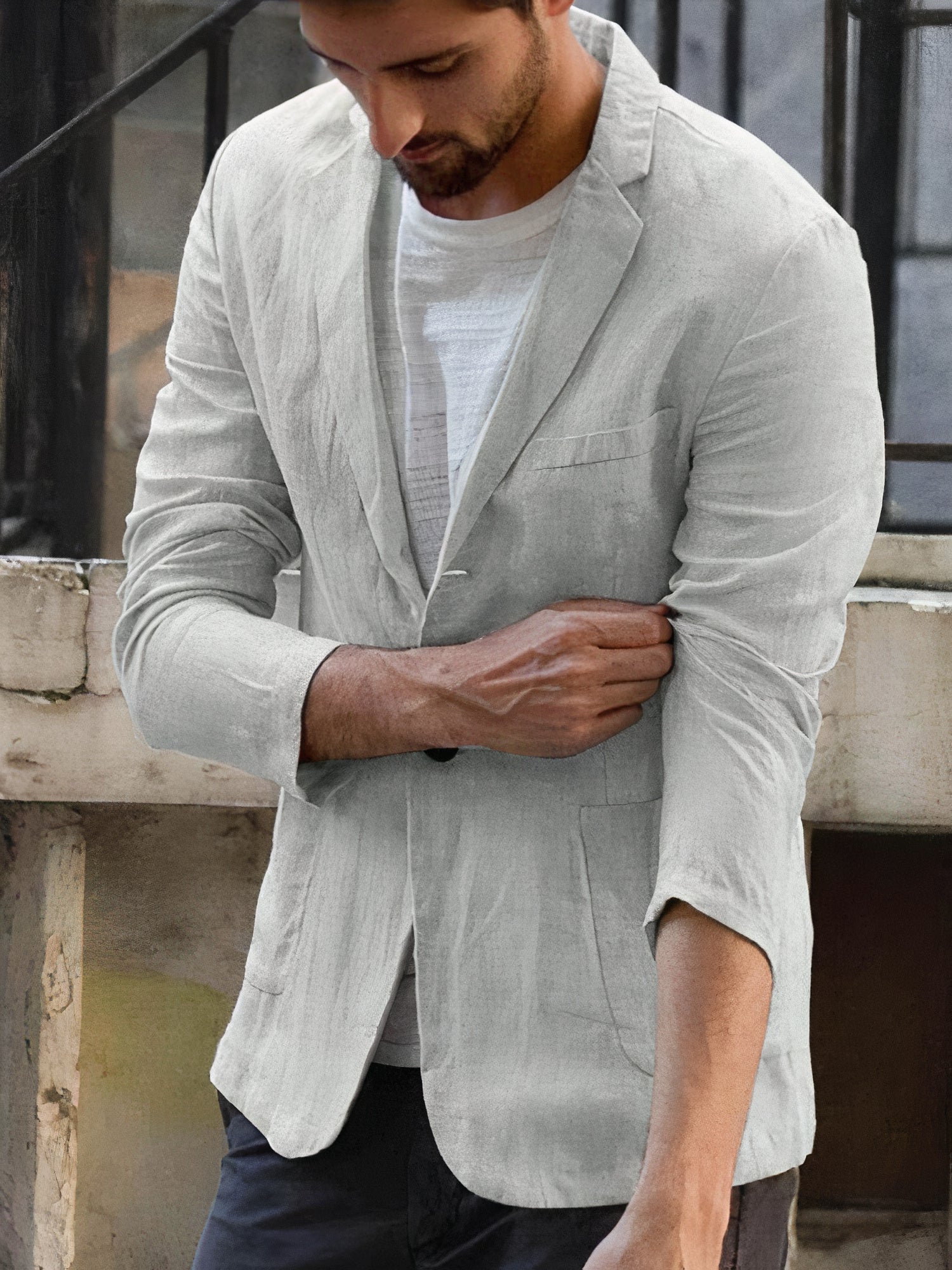 Herren Leinenjacke Moderner Stil