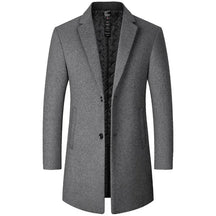 BROWON Herrenmantel Schwarz | Langer Trenchcoat aus Wolle für Business und Freizeit