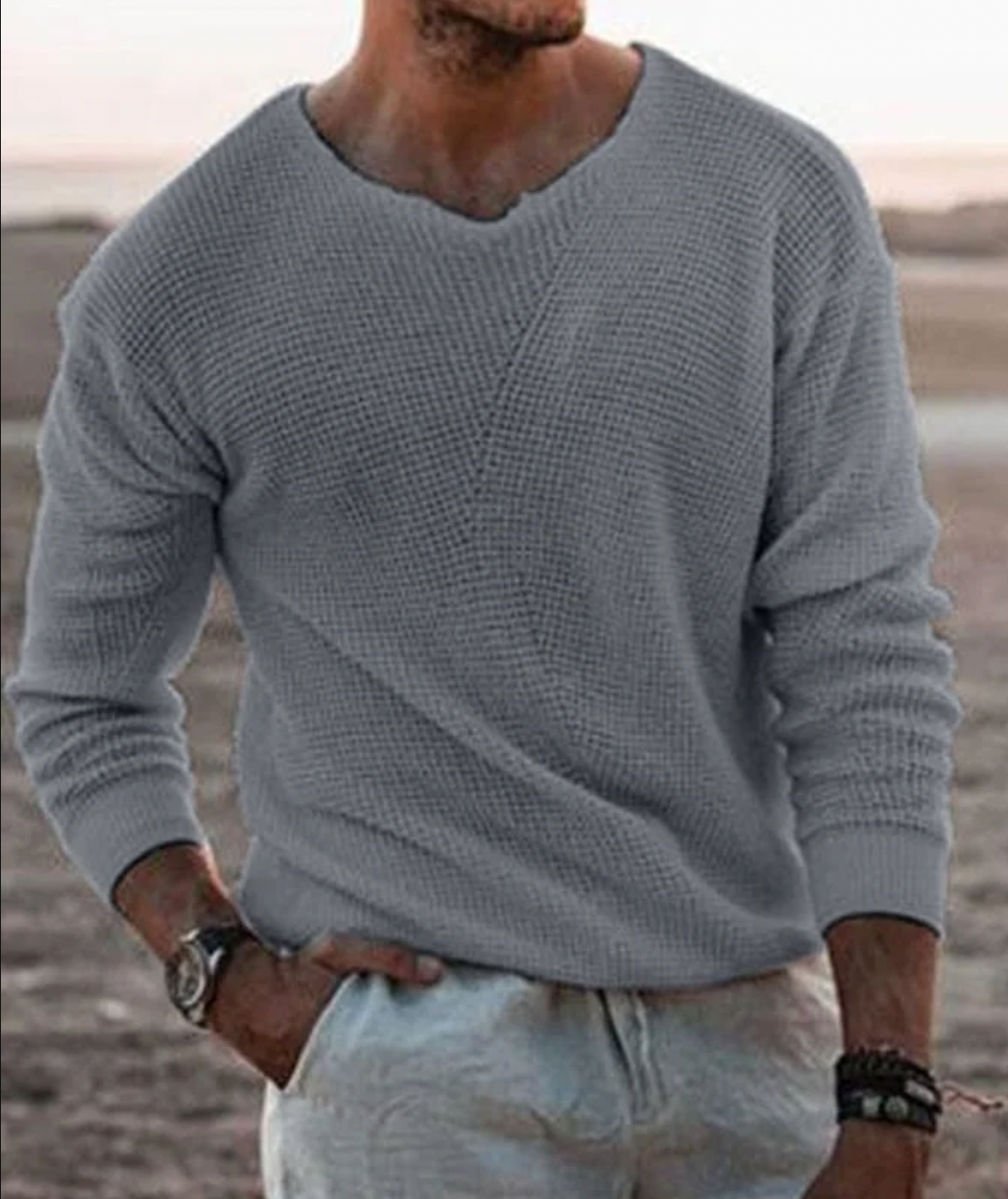 Herren Gestrickter V-Ausschnitt Pullover | Stilvoll & Atmungsaktiv