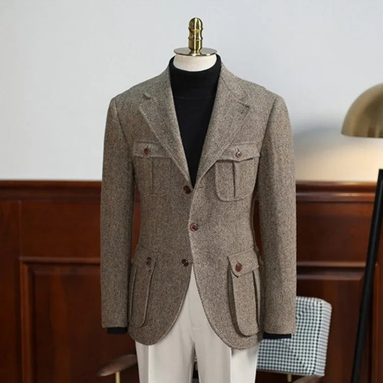 Boris Herren Slim Fit Blazer | Hochwertiger Polyester, Einreiher mit Mehrfach-Taschen