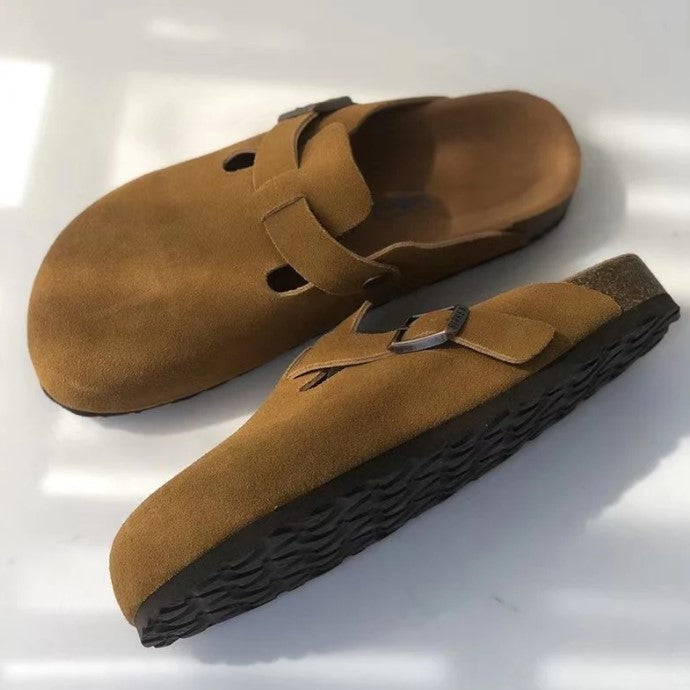 Unisex Wildleder Slip Clogs mit verstellbarem Schnallenverschluss