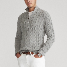 Baumwolle Halb-Zip Winterpullover Herren