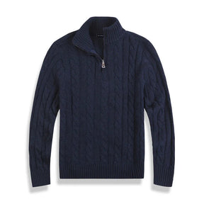 Baumwolle Halb-Zip Winterpullover Herren