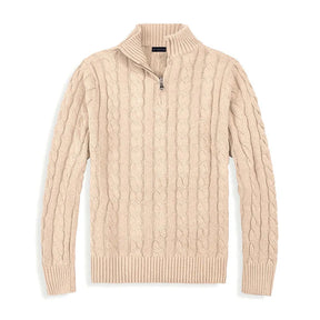 Baumwolle Halb-Zip Winterpullover Herren