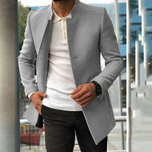 Fode Herren Mantel Lang | Wolle-Mischung, Slim Fit, Schwarz