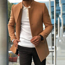 Fode Herren Mantel Lang | Wolle-Mischung, Slim Fit, Schwarz