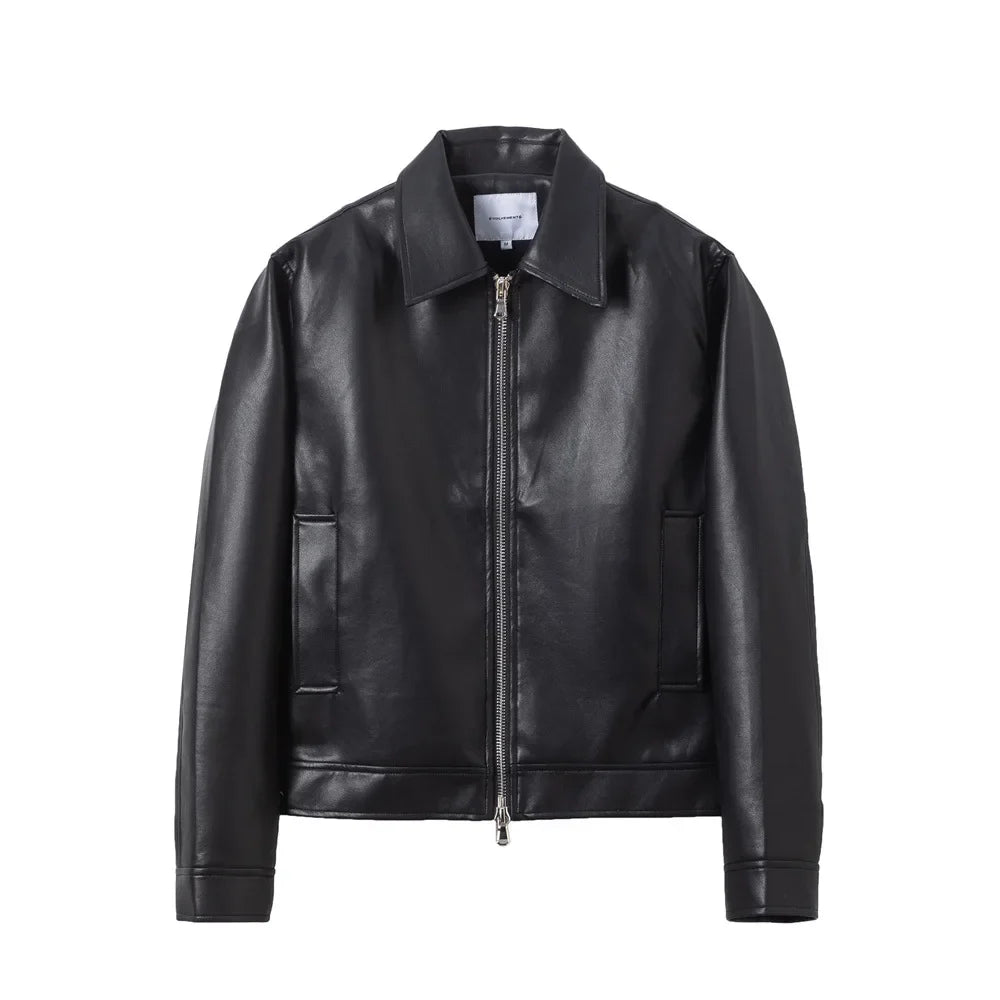 Karo Herrenjacke | Casual PU-Leder, Lockere Passform