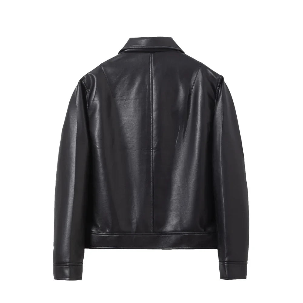 Karo Herrenjacke | Casual PU-Leder, Lockere Passform