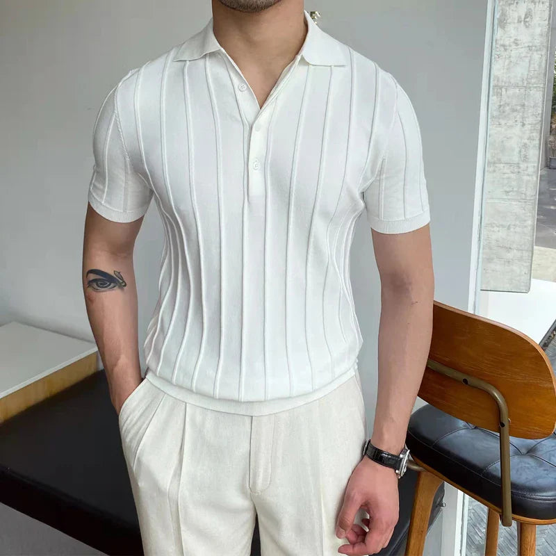 Kimo Herren Polo Shirt | Ice Silk, Slim Fit, Gestreift