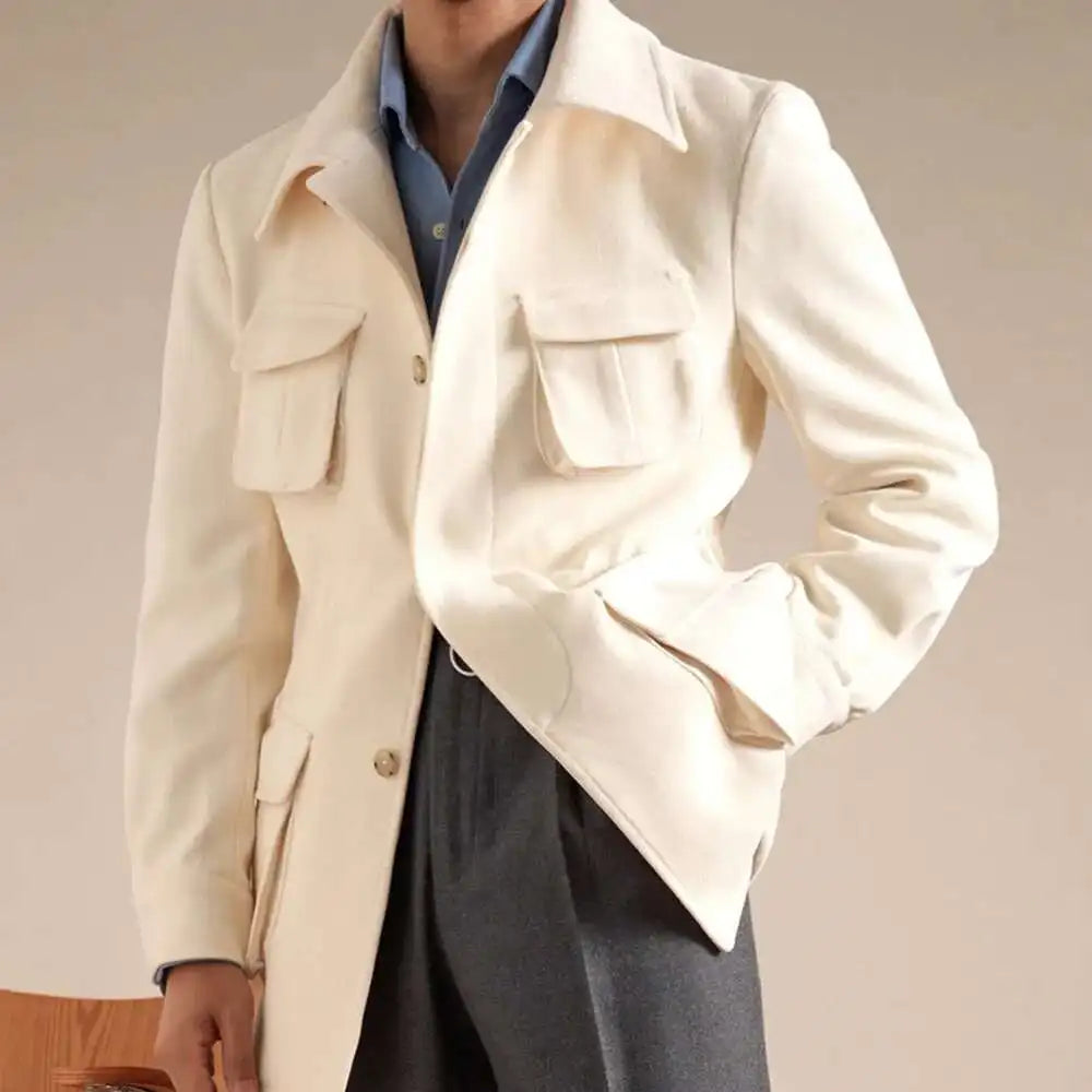 Lio Männlicher Trenchcoat Schwarz | 100% Wolle, Elegant und Vielseitig