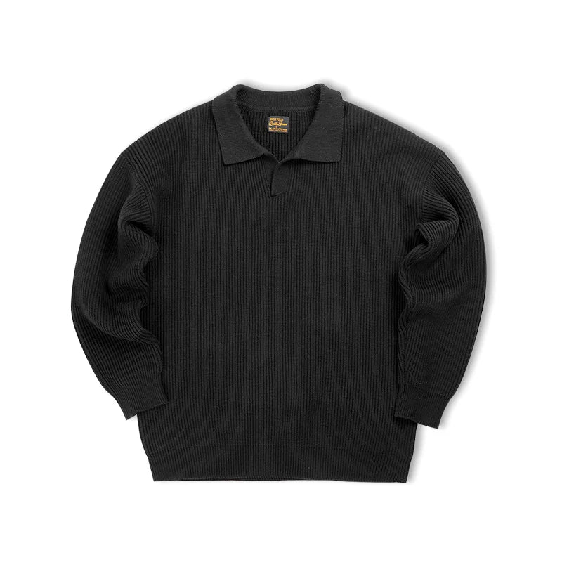 Maden Herren Poloshirt Langarm | Weicher Baumwollmix, Retro Design