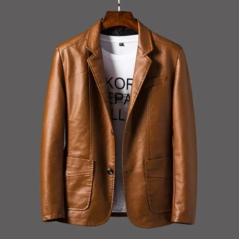 Maro Herren Lederjacke | Slim Fit, PU-Leder, Business Stil