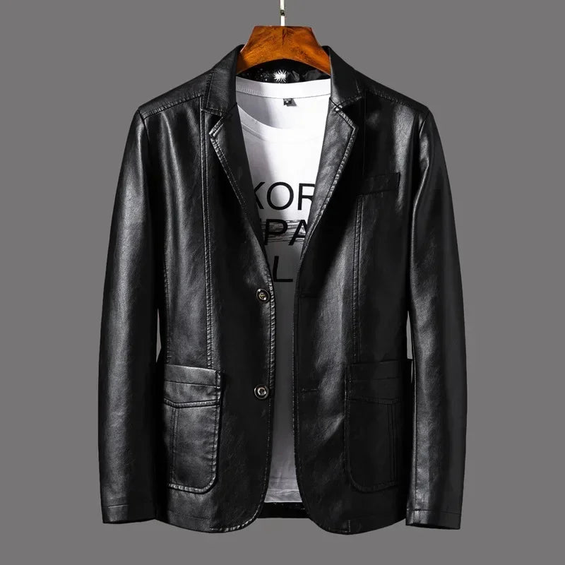 Maro Herren Lederjacke | Slim Fit, PU-Leder, Business Stil