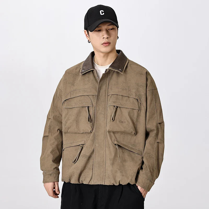 Max Herren Cargo Jacke | Vintage Polyester, Lässig