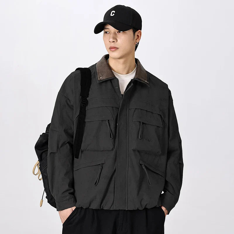 Max Herren Cargo Jacke | Vintage Polyester, Lässig