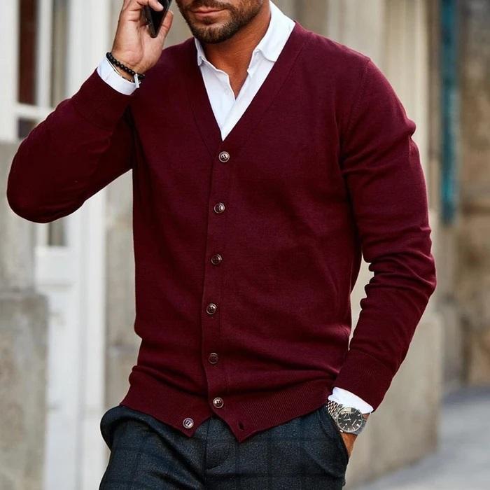 Herren Freizeit-Cardigan mit V-Ausschnitt