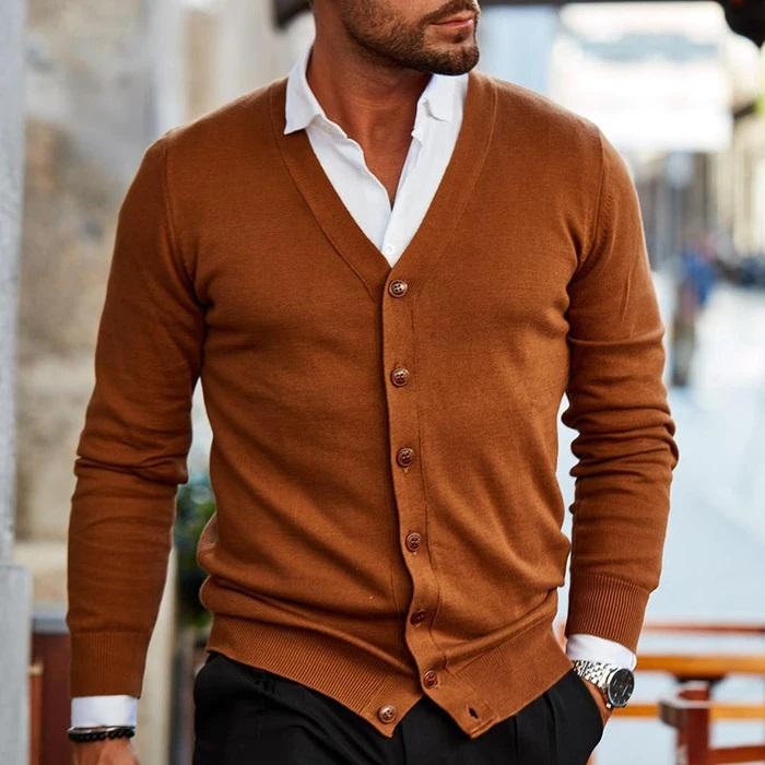 Herren Freizeit-Cardigan mit V-Ausschnitt