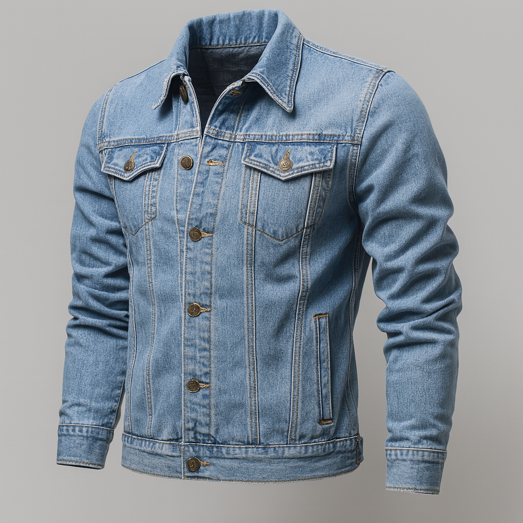 Herren Klassische Denim Truckerjacke für lässige Schichtung