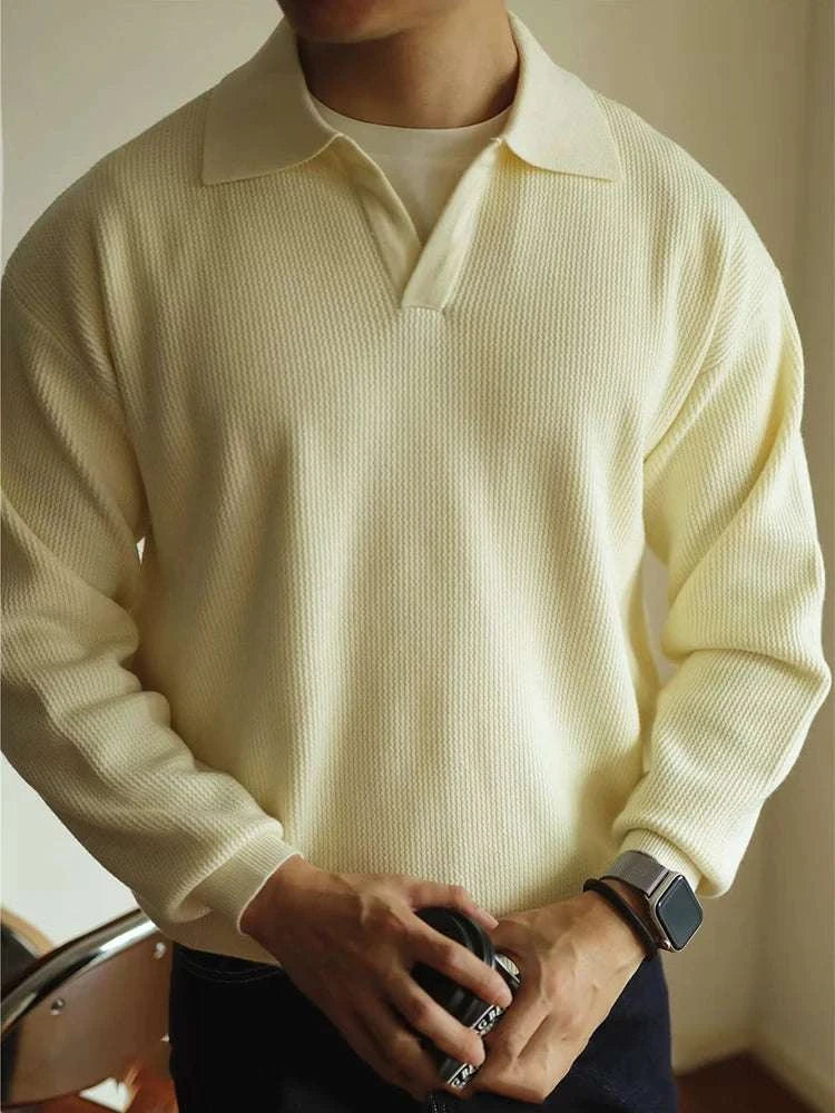 Herren Pullover mit umgeschlagenem Kragen