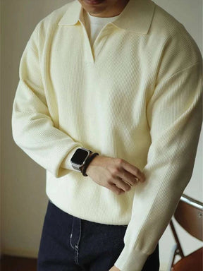 Herren Pullover mit umgeschlagenem Kragen