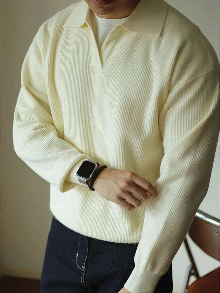 Herren Pullover mit umgeschlagenem Kragen